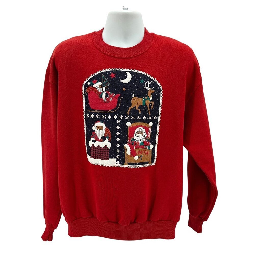 Vintage P.S. Originals Adult Large Sweatshirt Christmas Puffy Print Santa